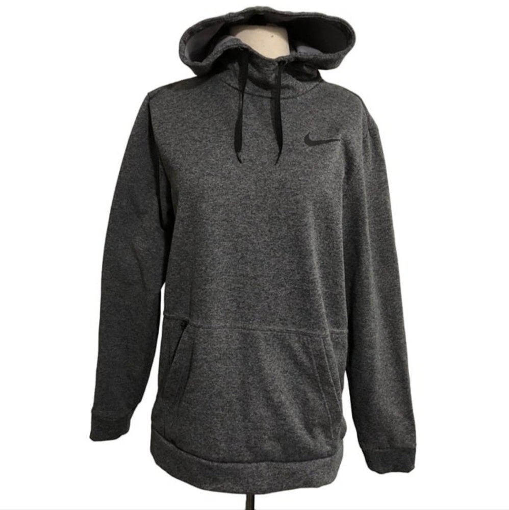 Nike Womens Dry-Fit Gray Fleece Pullover Hoodie Drawstring Size Medium